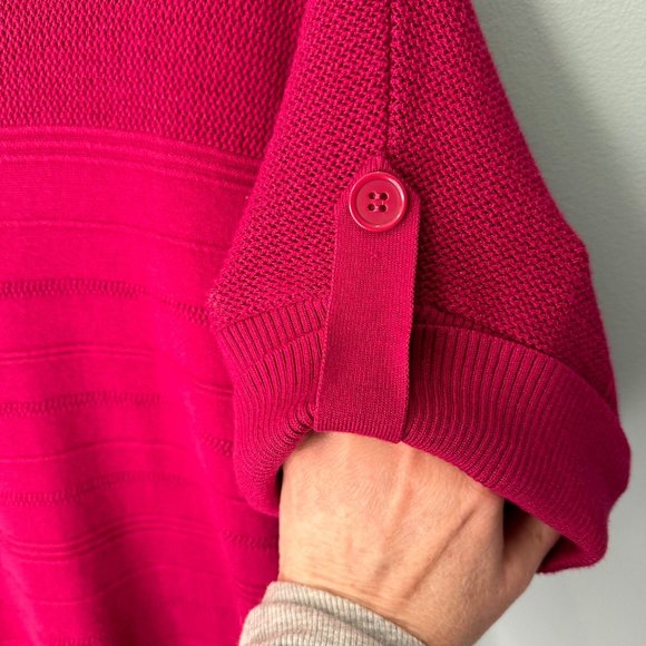 Apt. 9 Size 1X Pullover Short Sleeve Roll Tab Side Ruching Fuschia Comfort - Picture 13 of 15